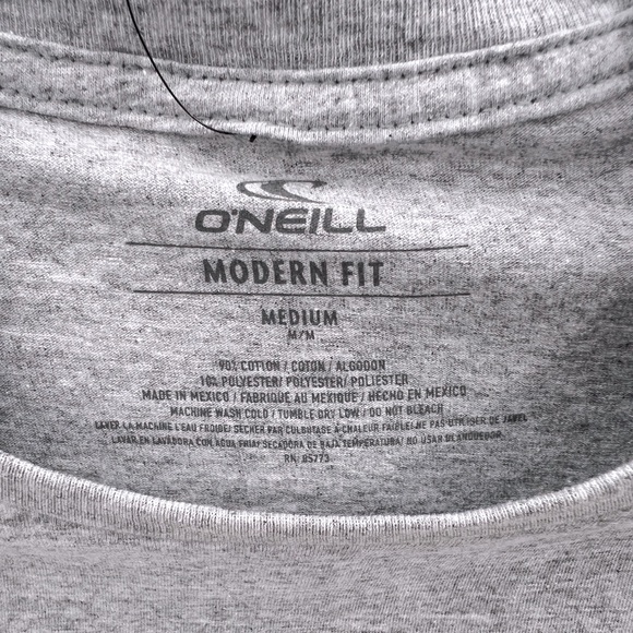 O’NEILL T-SHIT, MENS LIGHT GREY W/ORANGE & YELLOW LOGO, 90%COTTON, 10%POLYESTER - Picture 8 of 11